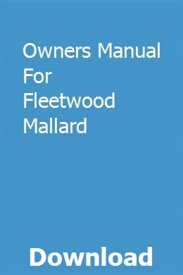 fleetwood mallard travel trailer owners manual